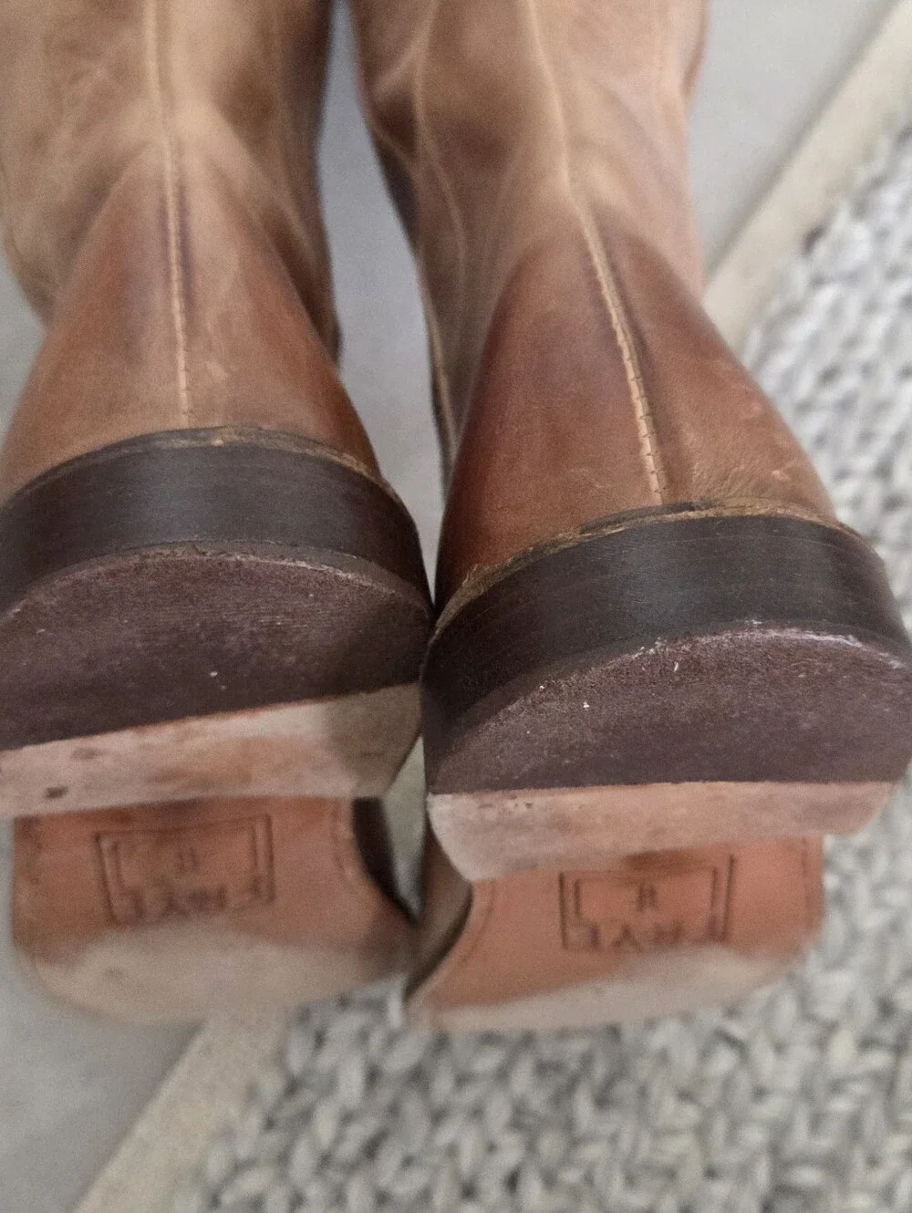 Frye Paige  Tan Over-the-Knee Leather Boots